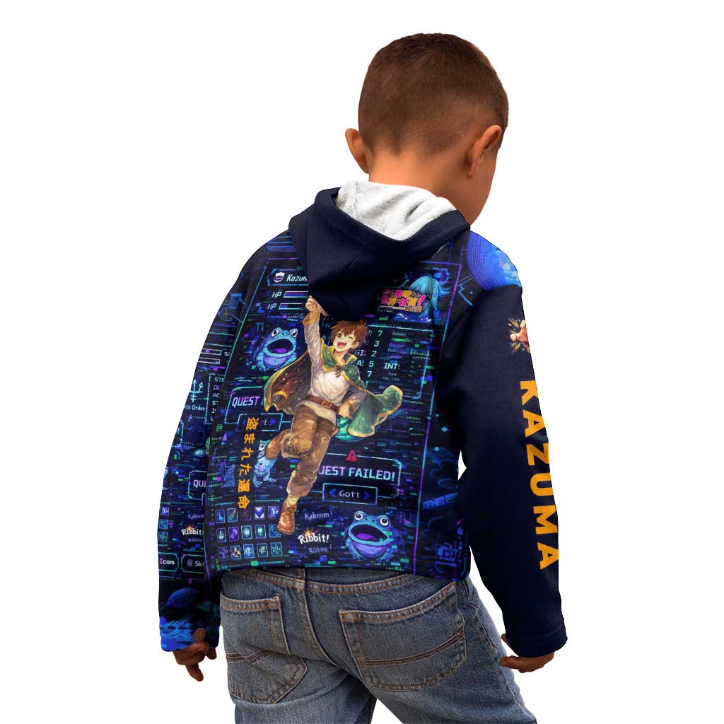 Kazuma Steal Skill Kid Hoodie Retro Anime RPG Interface Style