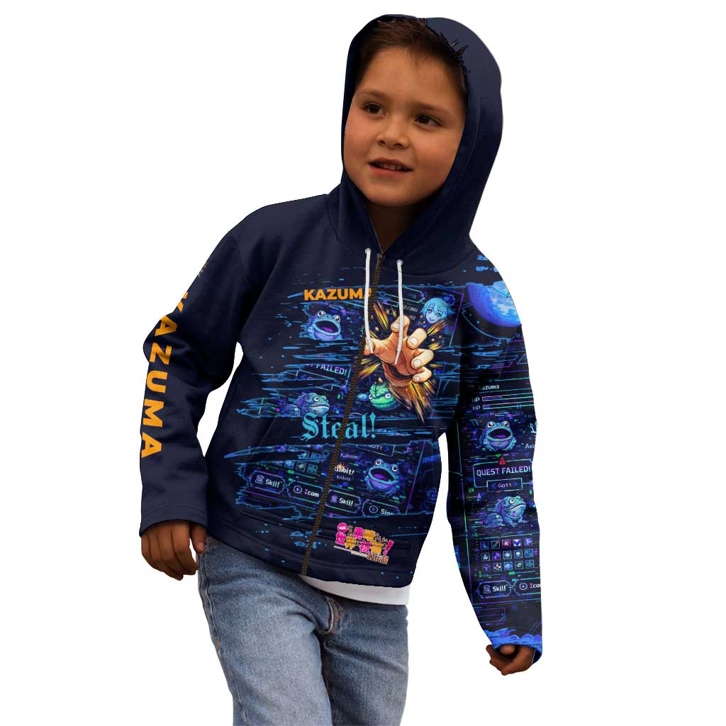 Kazuma Steal Skill Kid Hoodie Retro Anime RPG Interface Style