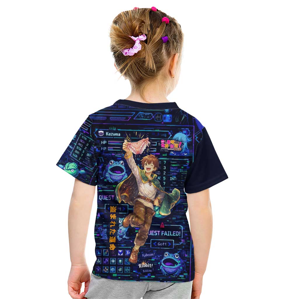 Kazuma Steal Skill Kid T Shirt Retro Anime RPG Interface Style