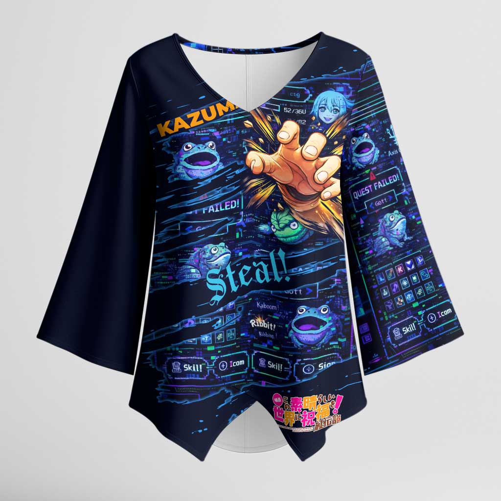 Kazuma Steal Skill Kimono Sleeve Blouse Retro Anime RPG Interface Style