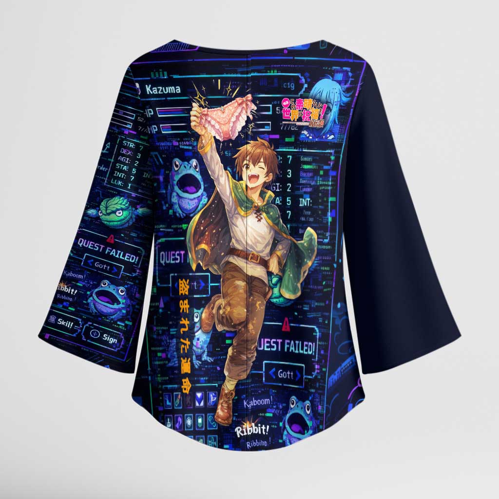 Kazuma Steal Skill Kimono Sleeve Blouse Retro Anime RPG Interface Style