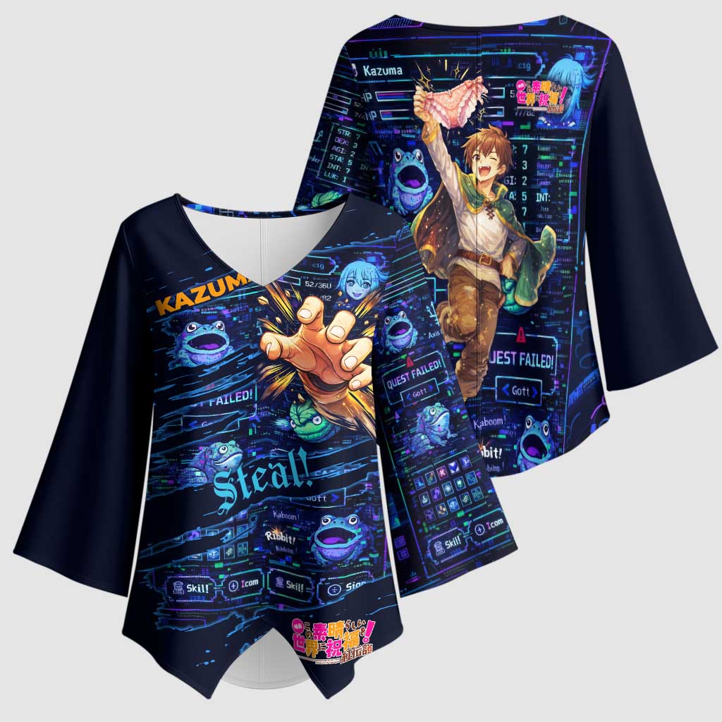 Kazuma Steal Skill Kimono Sleeve Blouse Retro Anime RPG Interface Style