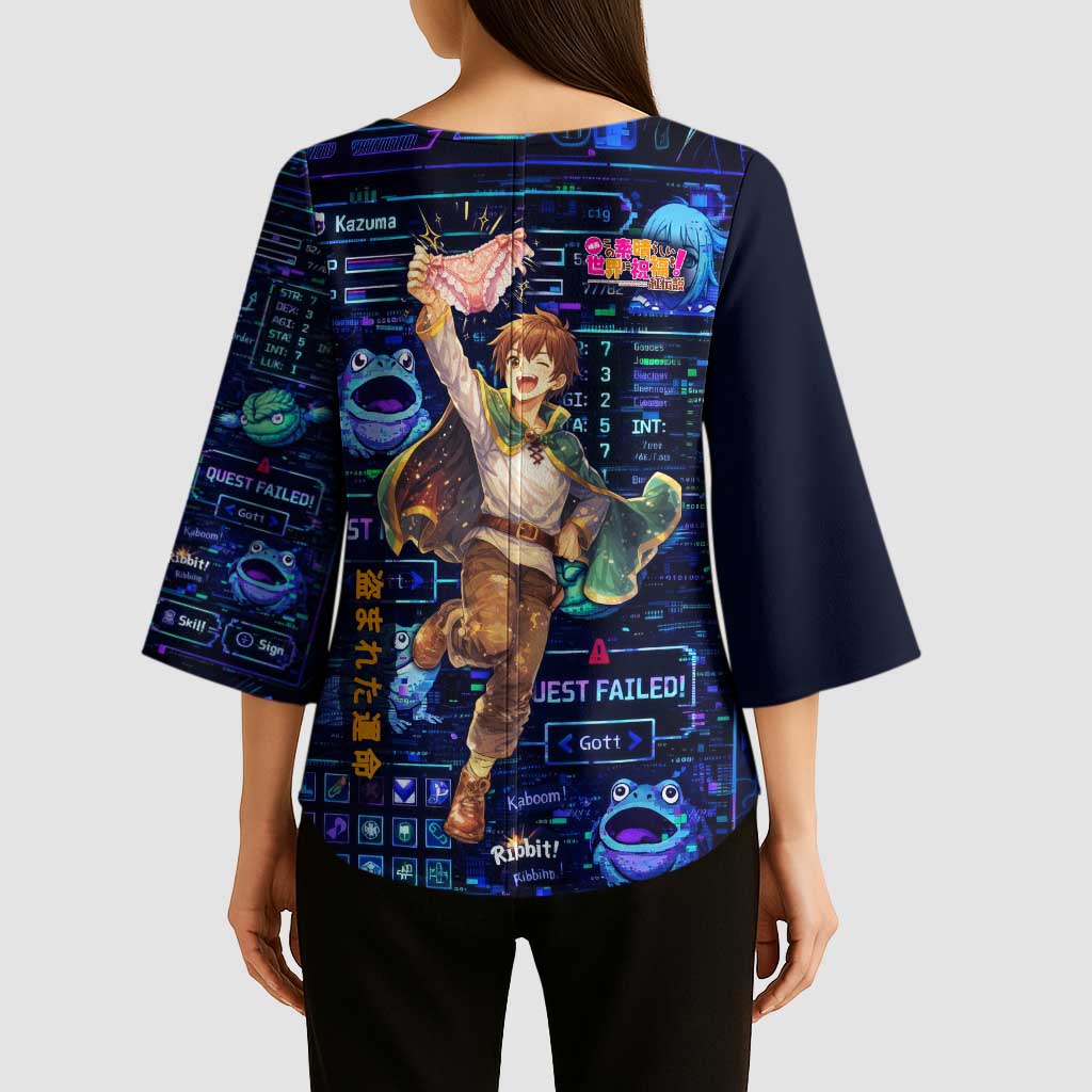 Kazuma Steal Skill Kimono Sleeve Blouse Retro Anime RPG Interface Style