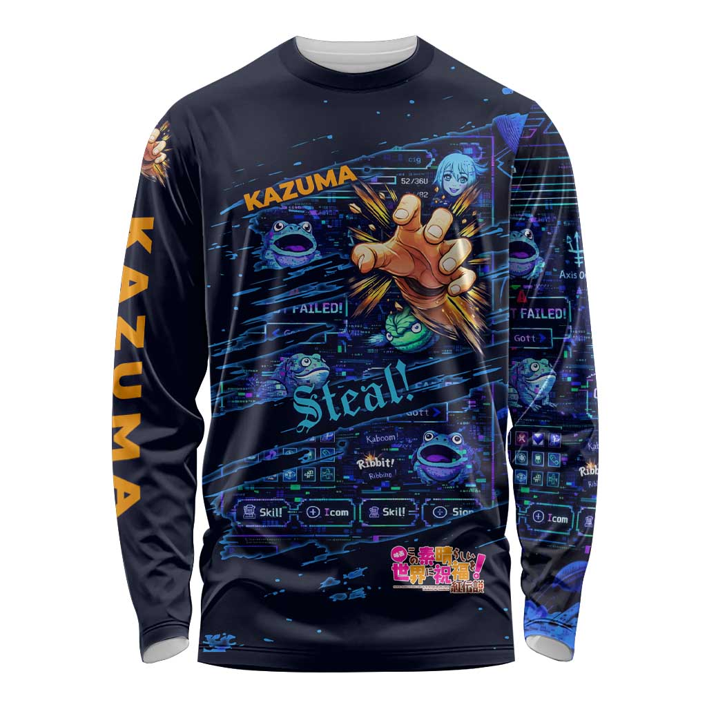 Kazuma Steal Skill Long Sleeve Shirt Retro Anime RPG Interface Style