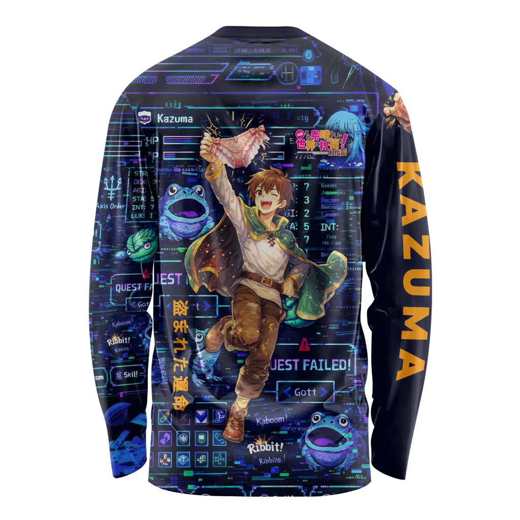 Kazuma Steal Skill Long Sleeve Shirt Retro Anime RPG Interface Style