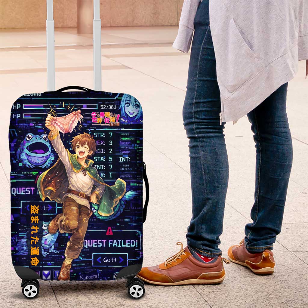 Kazuma Steal Skill Luggage Cover Retro Anime RPG Interface Style
