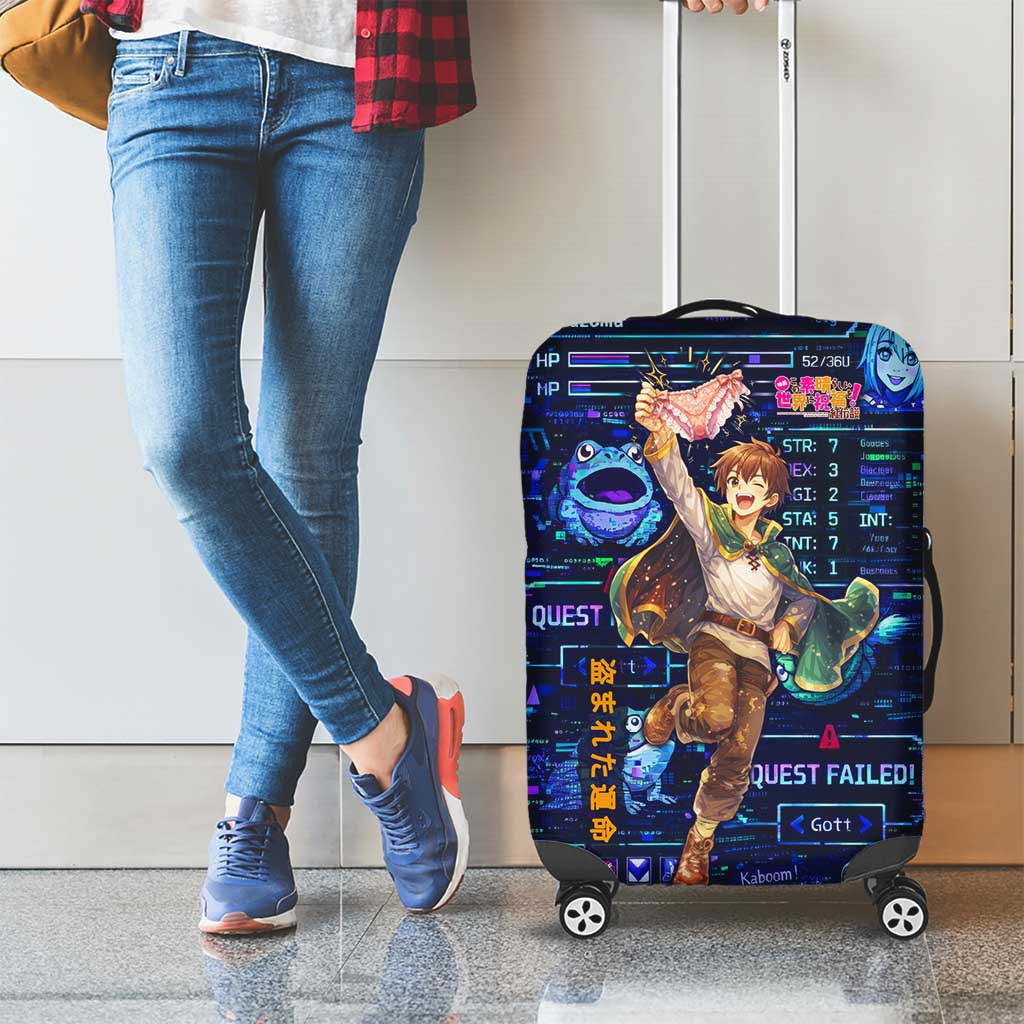 Kazuma Steal Skill Luggage Cover Retro Anime RPG Interface Style