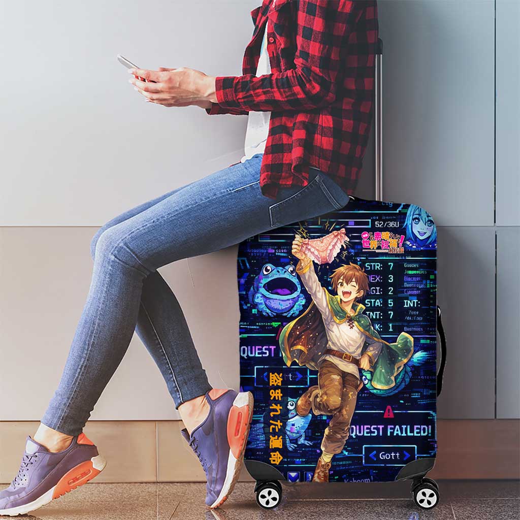 Kazuma Steal Skill Luggage Cover Retro Anime RPG Interface Style
