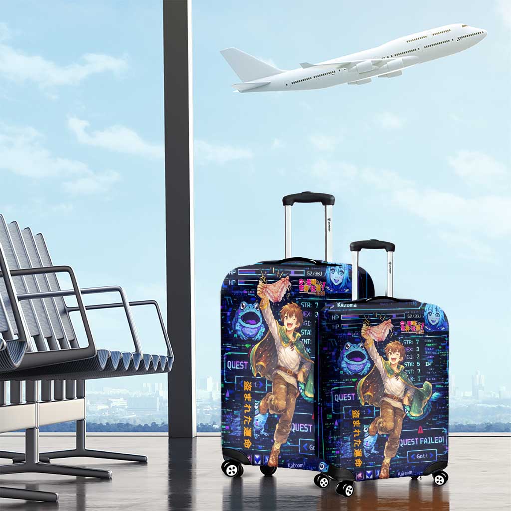 Kazuma Steal Skill Luggage Cover Retro Anime RPG Interface Style