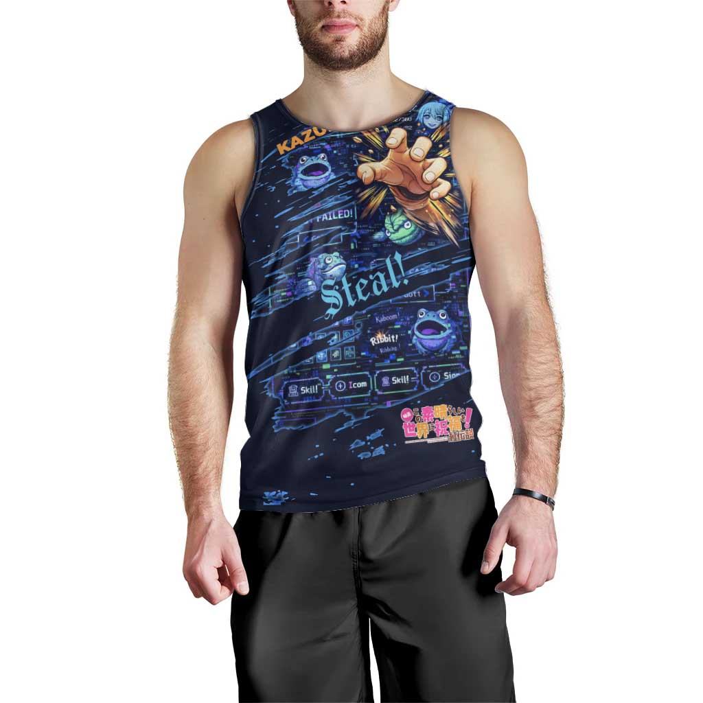 Kazuma Steal Skill Men Tank Top Retro Anime RPG Interface Style
