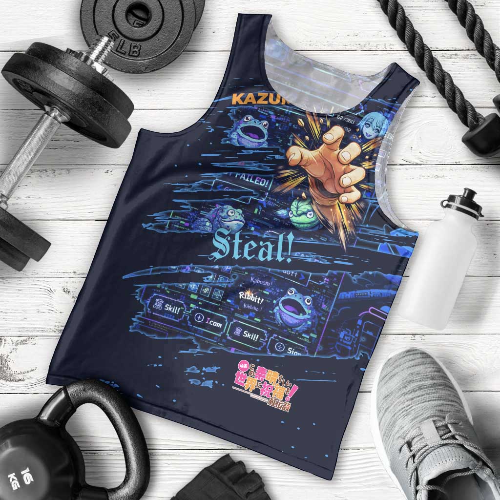 Kazuma Steal Skill Men Tank Top Retro Anime RPG Interface Style