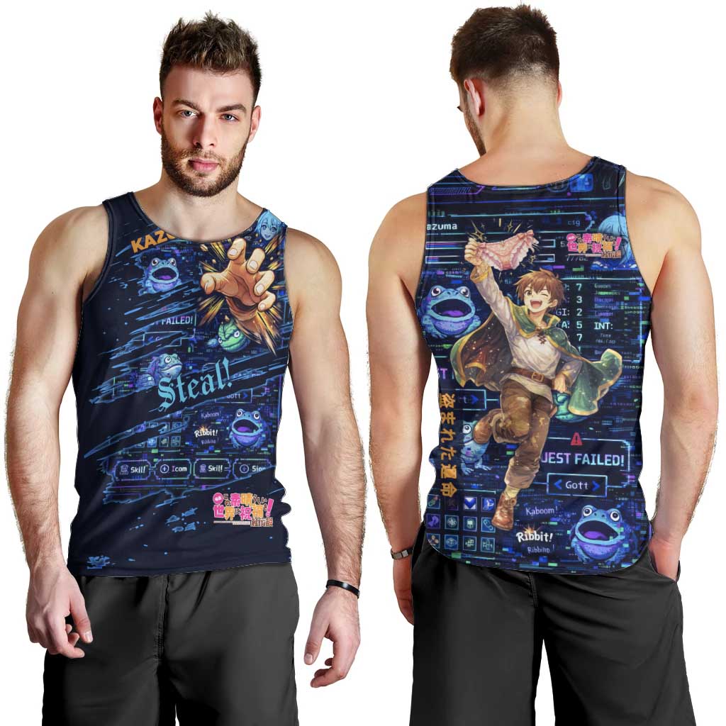 Kazuma Steal Skill Men Tank Top Retro Anime RPG Interface Style