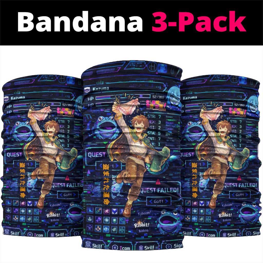 Kazuma Steal Skill Neck Gaiter Retro Anime RPG Interface Style
