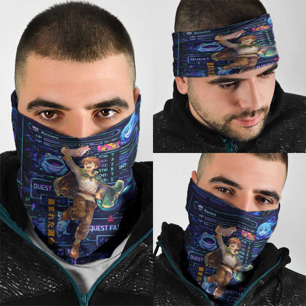 Kazuma Steal Skill Neck Gaiter Retro Anime RPG Interface Style
