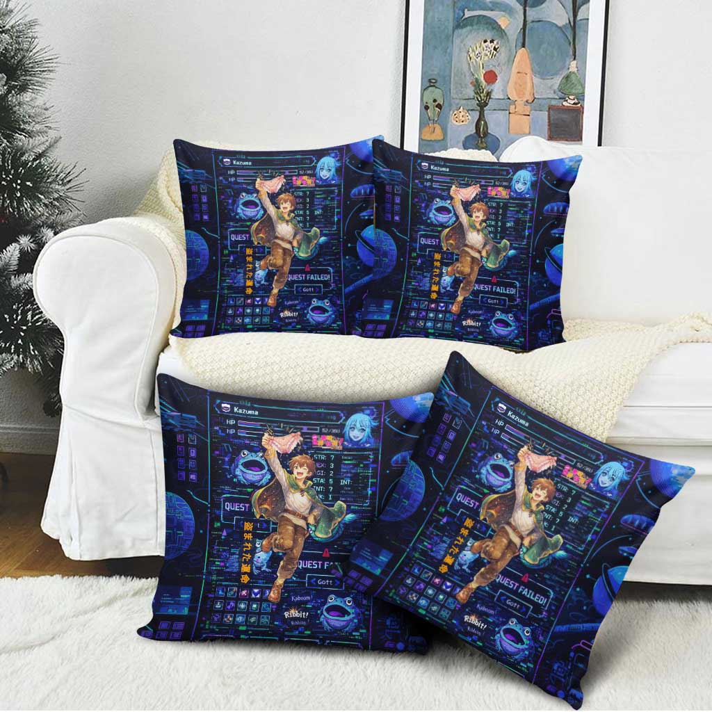 Kazuma Steal Skill Pillow Cover Retro Anime RPG Interface Style