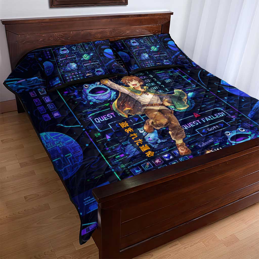 Kazuma Steal Skill Quilt Bed Set Retro Anime RPG Interface Style