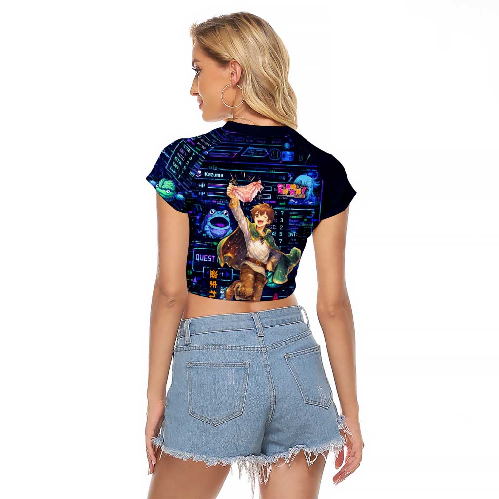 Kazuma Steal Skill Raglan Cropped T Shirt Retro Anime RPG Interface Style