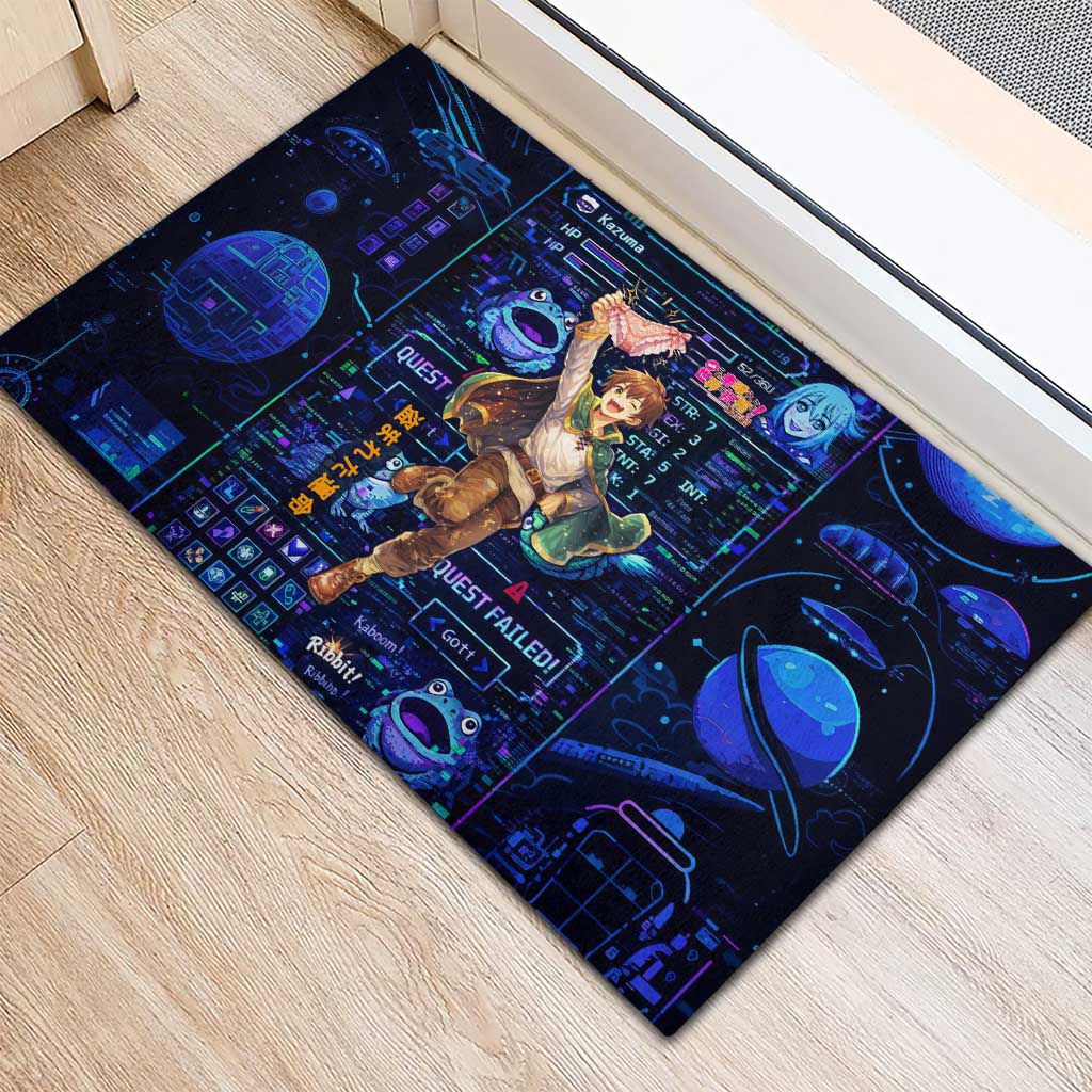 Kazuma Steal Skill Rubber Doormat Retro Anime RPG Interface Style