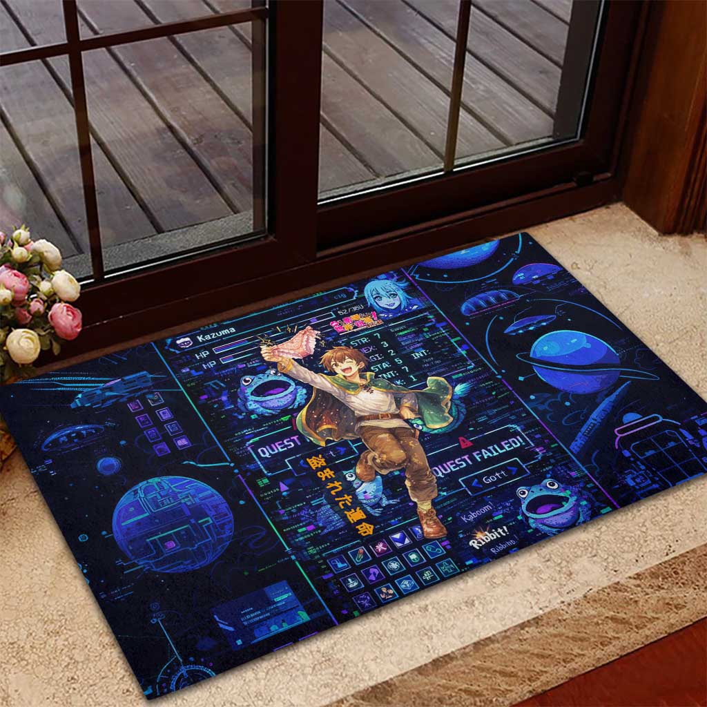 Kazuma Steal Skill Rubber Doormat Retro Anime RPG Interface Style