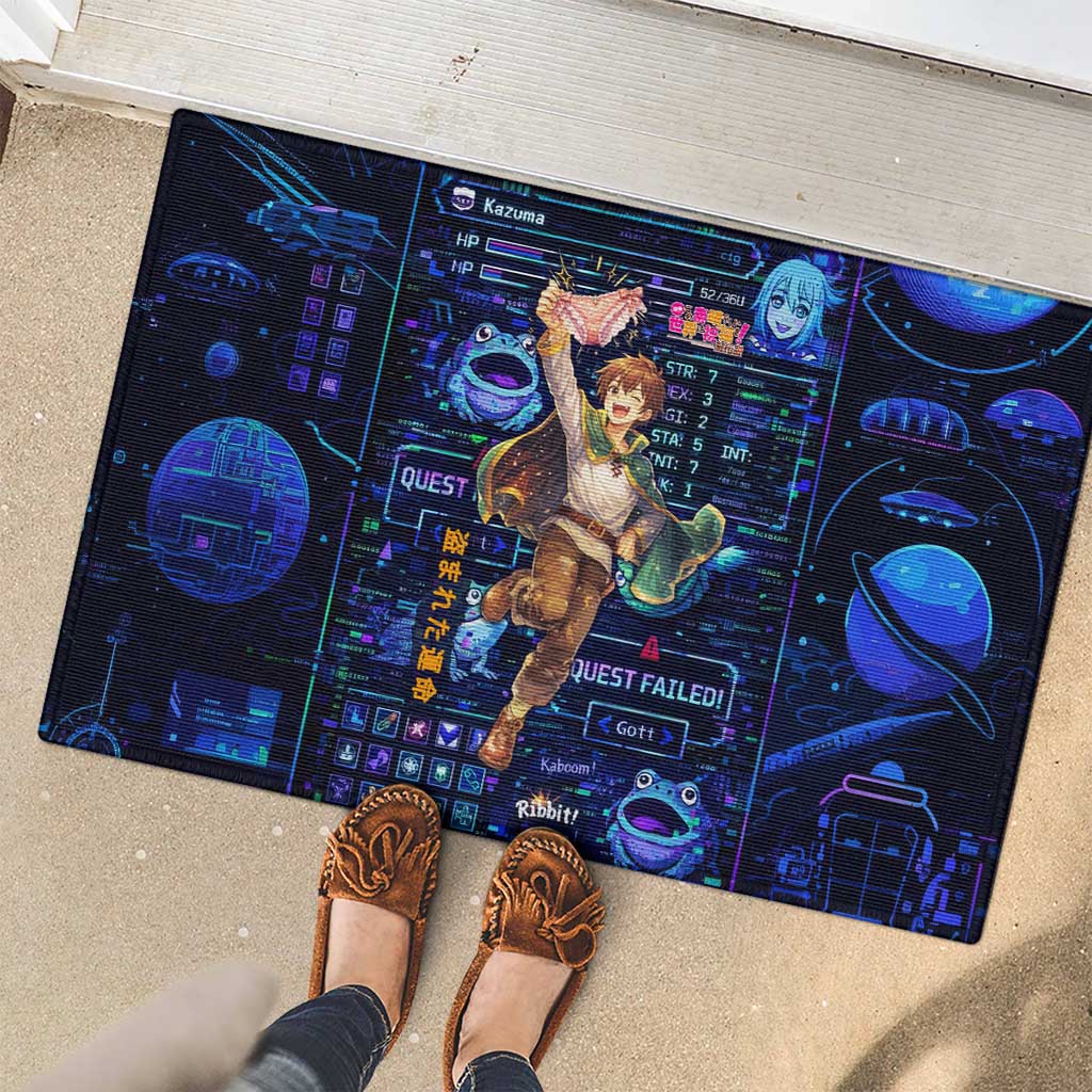 Kazuma Steal Skill Rubber Doormat Retro Anime RPG Interface Style