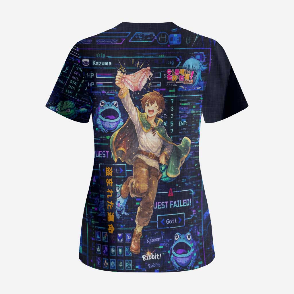 Kazuma Steal Skill Scrub Top Retro Anime RPG Interface Style