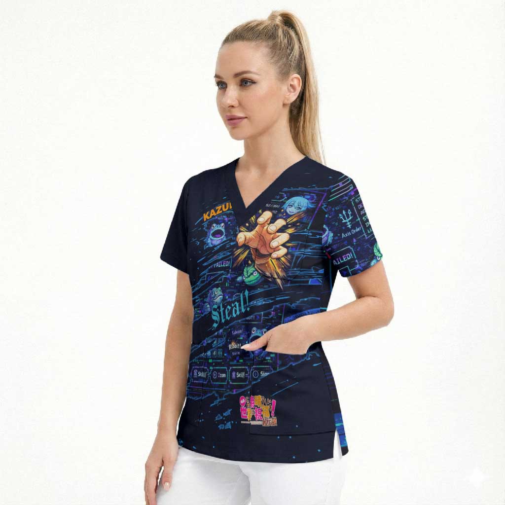 Kazuma Steal Skill Scrub Top Retro Anime RPG Interface Style