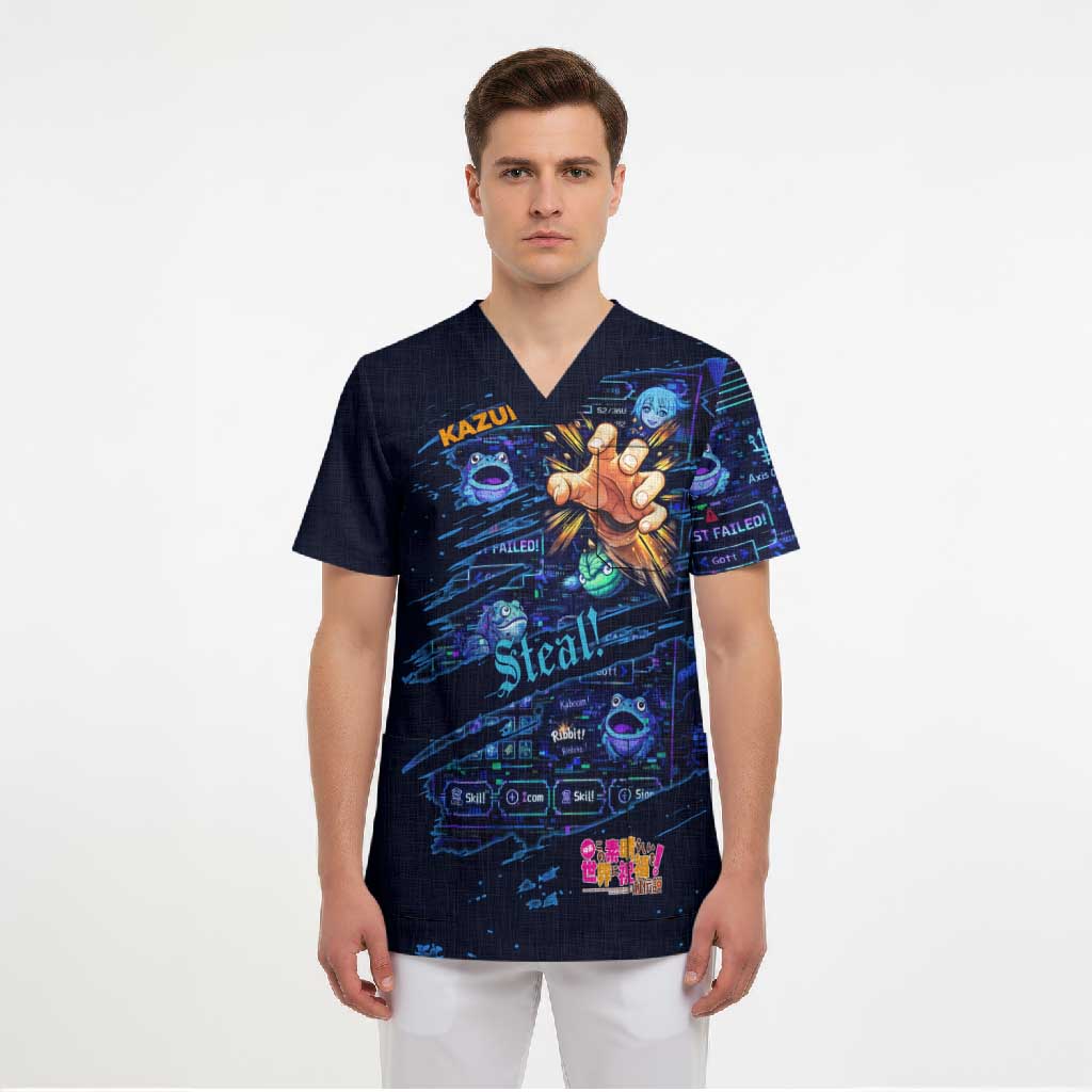 Kazuma Steal Skill Scrub Top Retro Anime RPG Interface Style