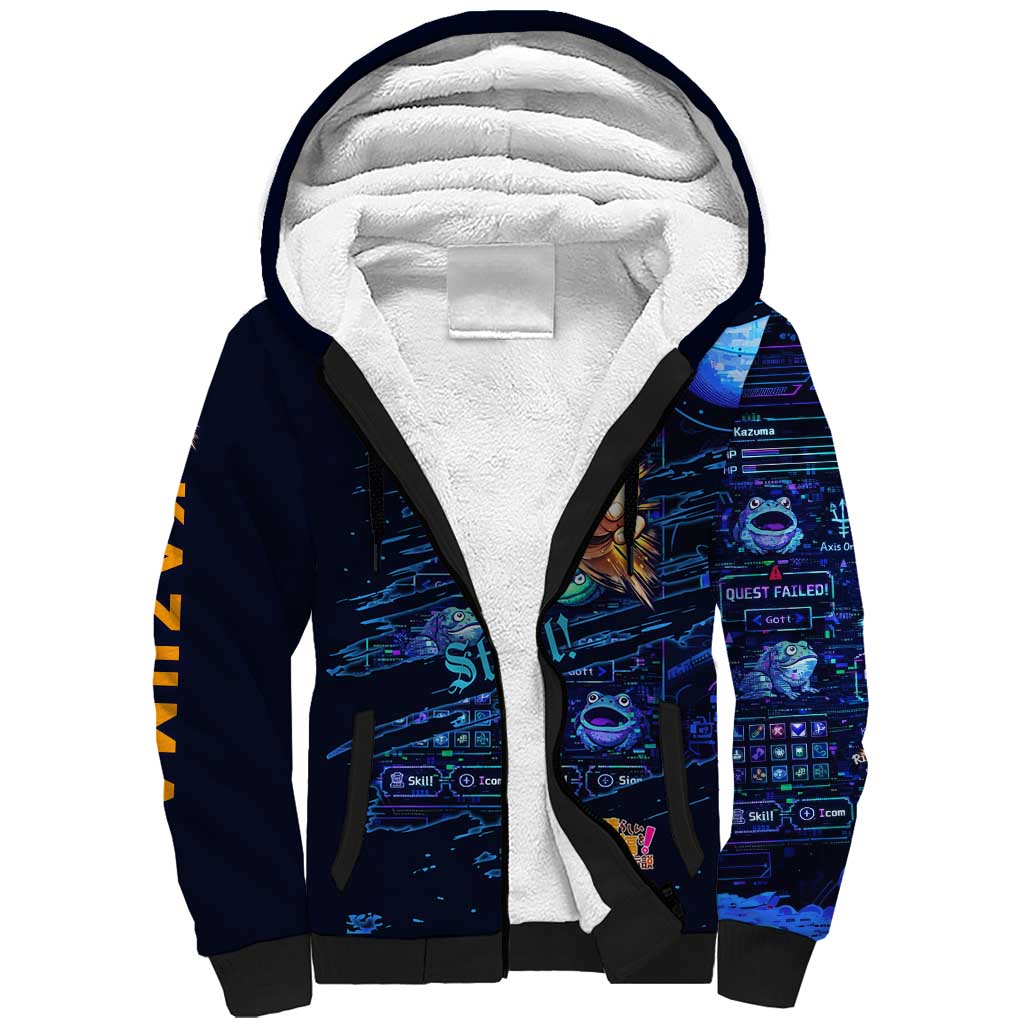 Kazuma Steal Skill Sherpa Hoodie Retro Anime RPG Interface Style