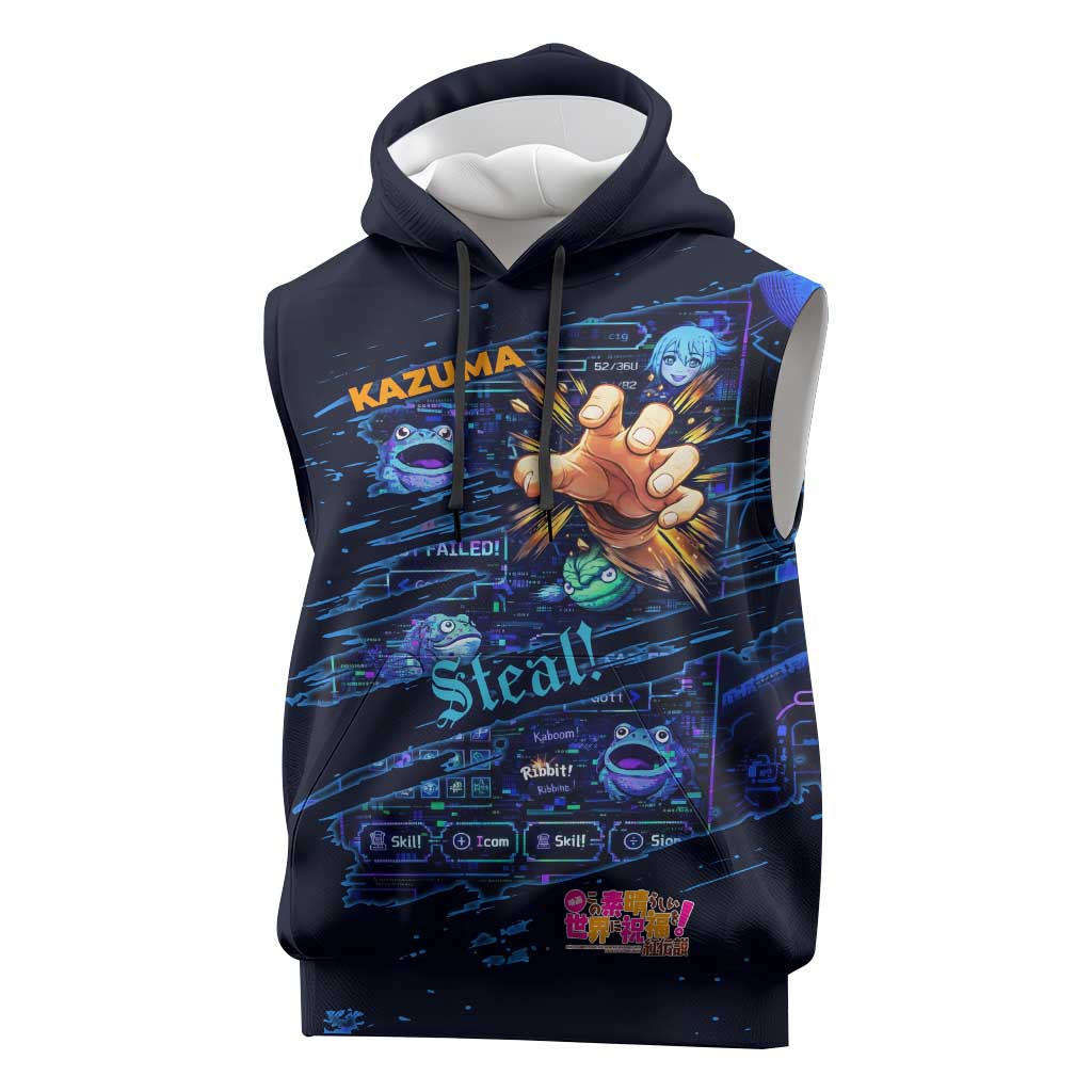 Kazuma Steal Skill Sleeveless Hoodie Retro Anime RPG Interface Style