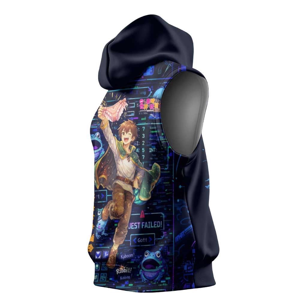 Kazuma Steal Skill Sleeveless Hoodie Retro Anime RPG Interface Style