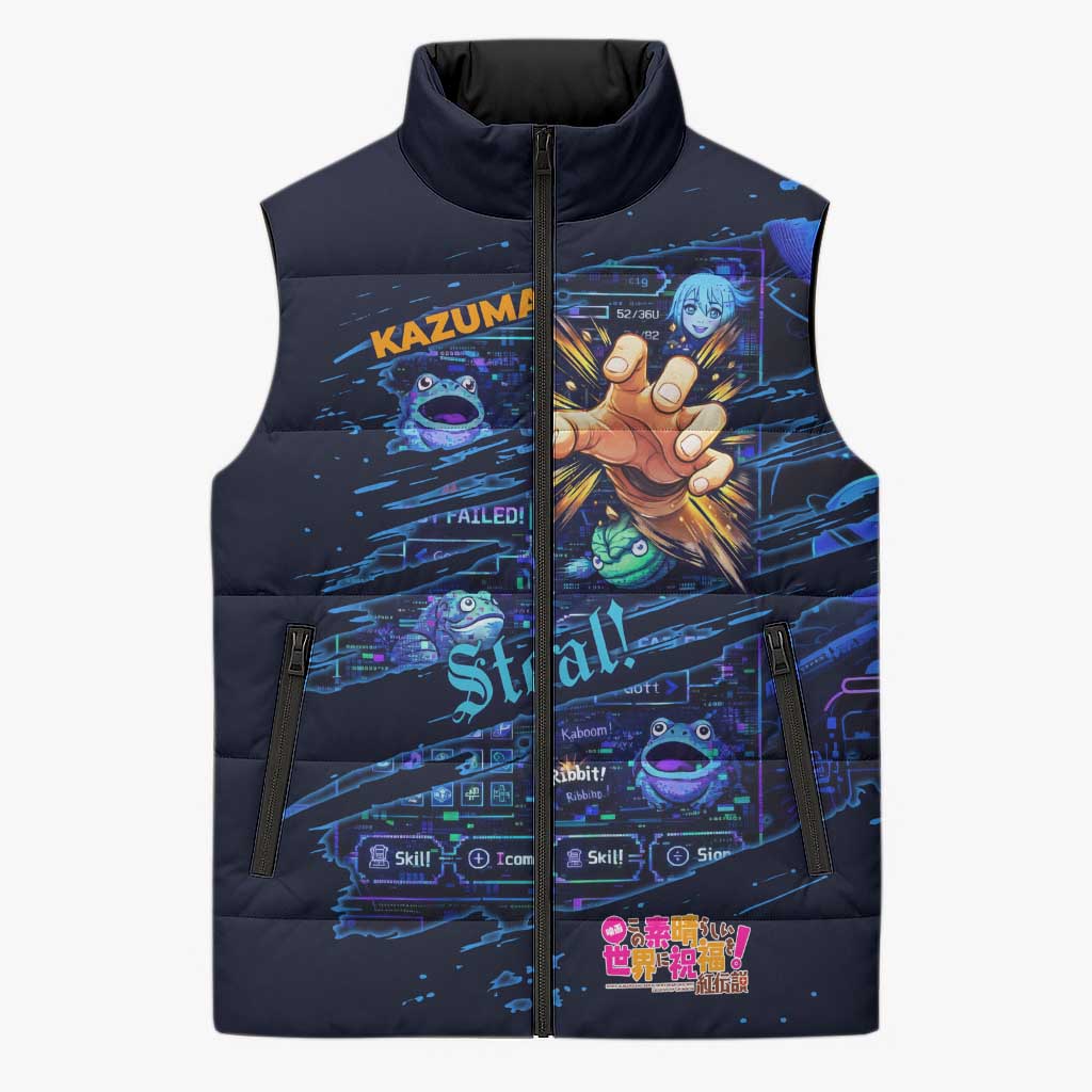 Kazuma Steal Skill Sleeveless Puffer Jacket Retro Anime RPG Interface Style
