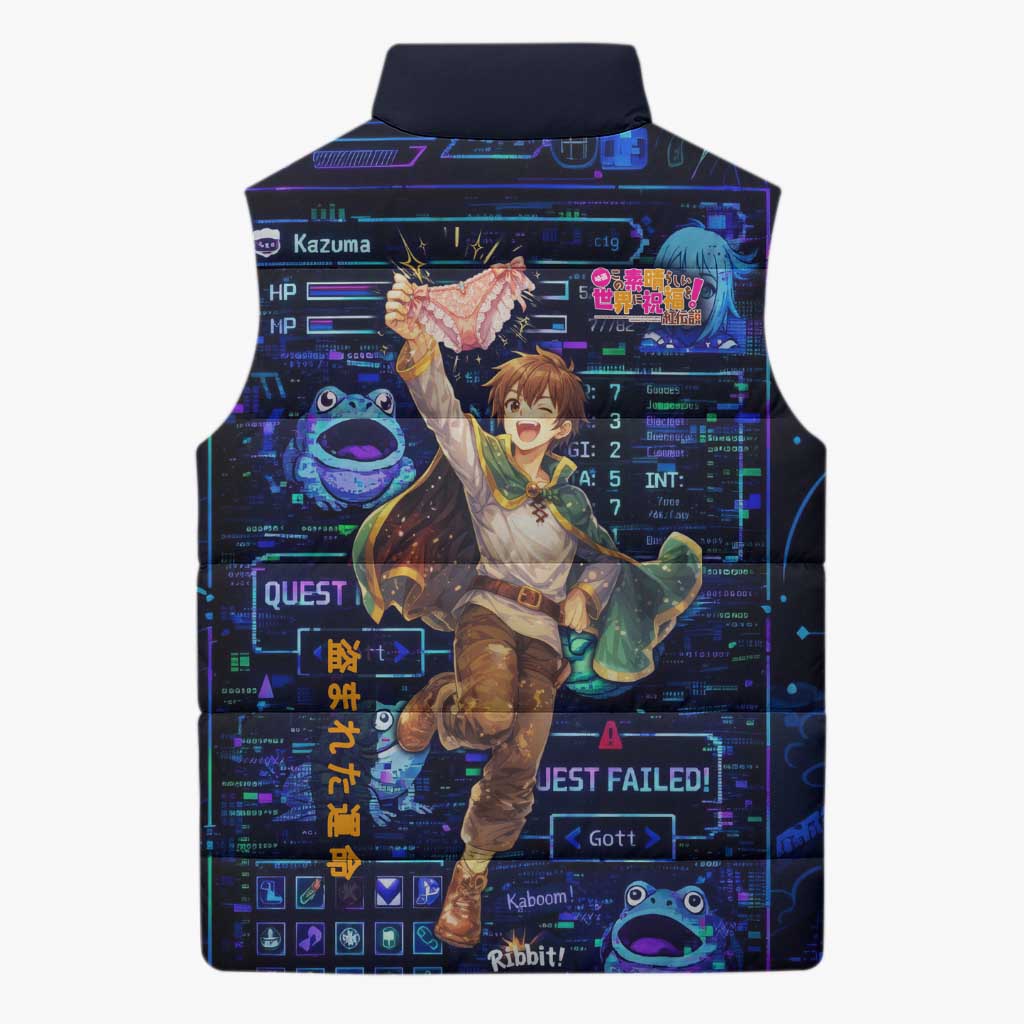 Kazuma Steal Skill Sleeveless Puffer Jacket Retro Anime RPG Interface Style