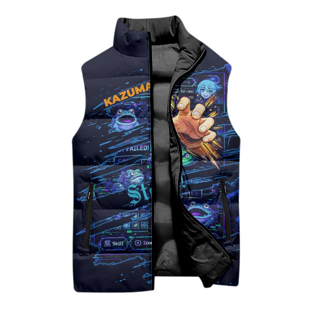 Kazuma Steal Skill Sleeveless Puffer Jacket Retro Anime RPG Interface Style