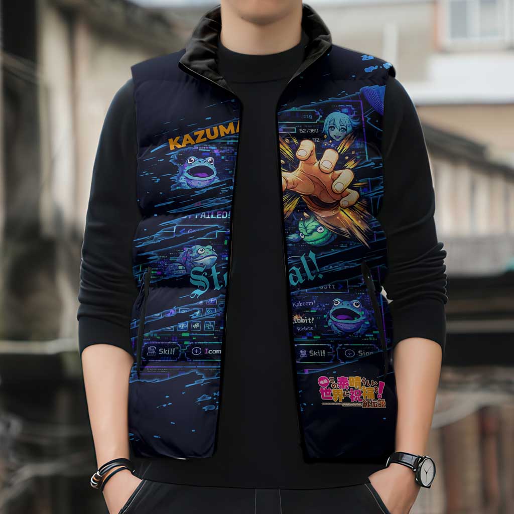 Kazuma Steal Skill Sleeveless Puffer Jacket Retro Anime RPG Interface Style
