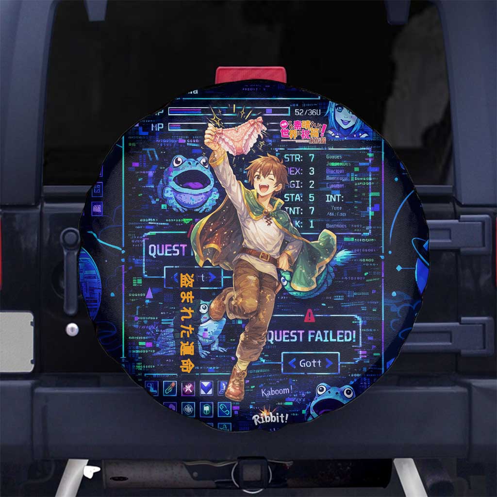Kazuma Steal Skill Spare Tire Cover Retro Anime RPG Interface Style