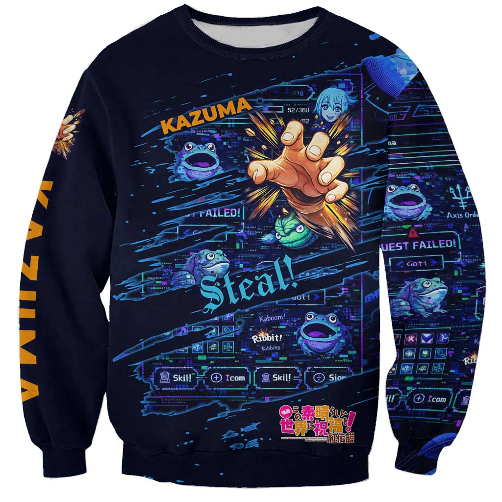 Kazuma Steal Skill Sweatshirt Retro Anime RPG Interface Style
