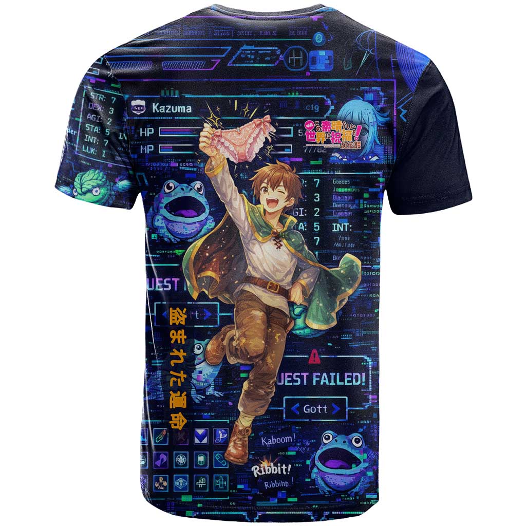 Kazuma Steal Skill T Shirt Retro Anime RPG Interface Style