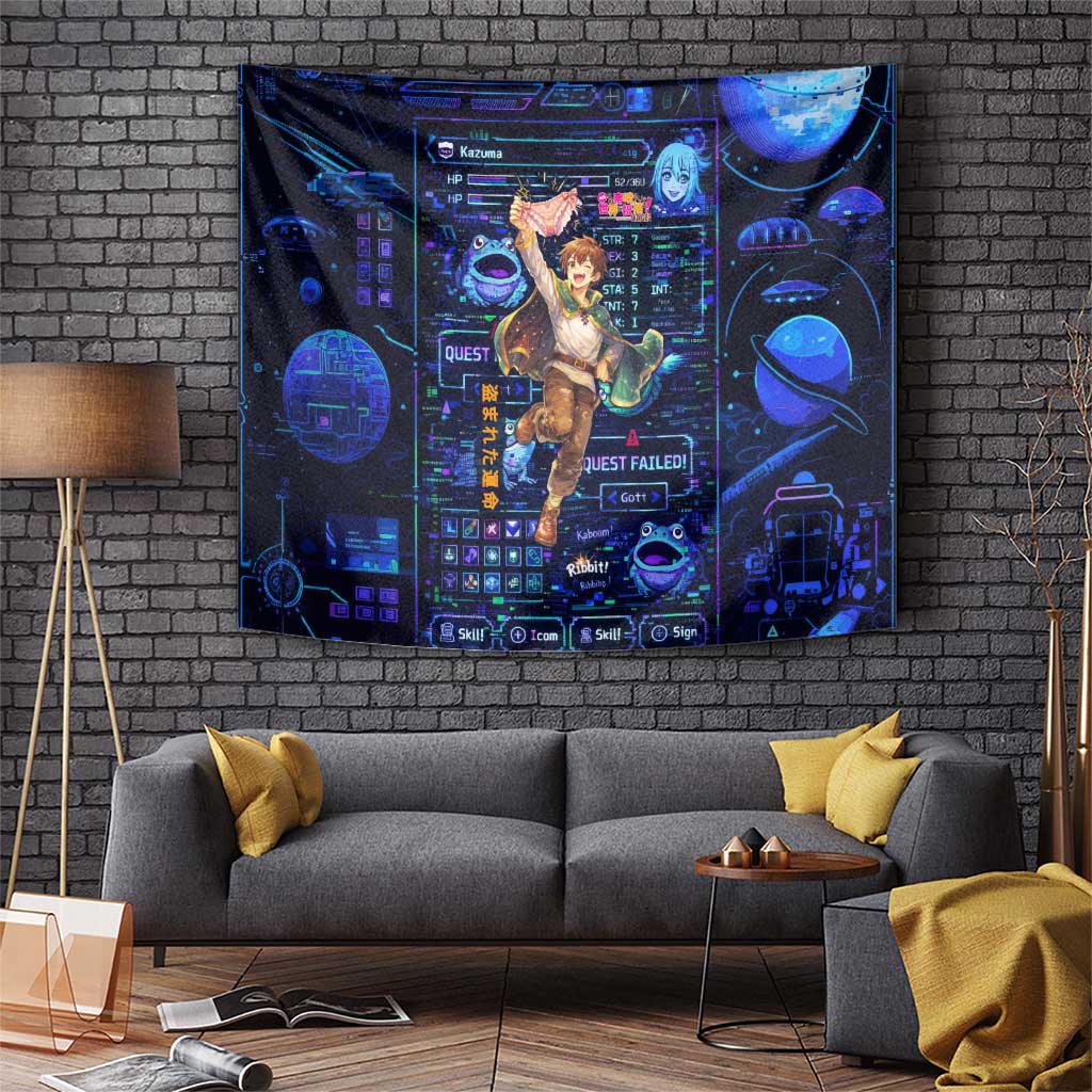 Kazuma Steal Skill Tapestry Retro Anime RPG Interface Style