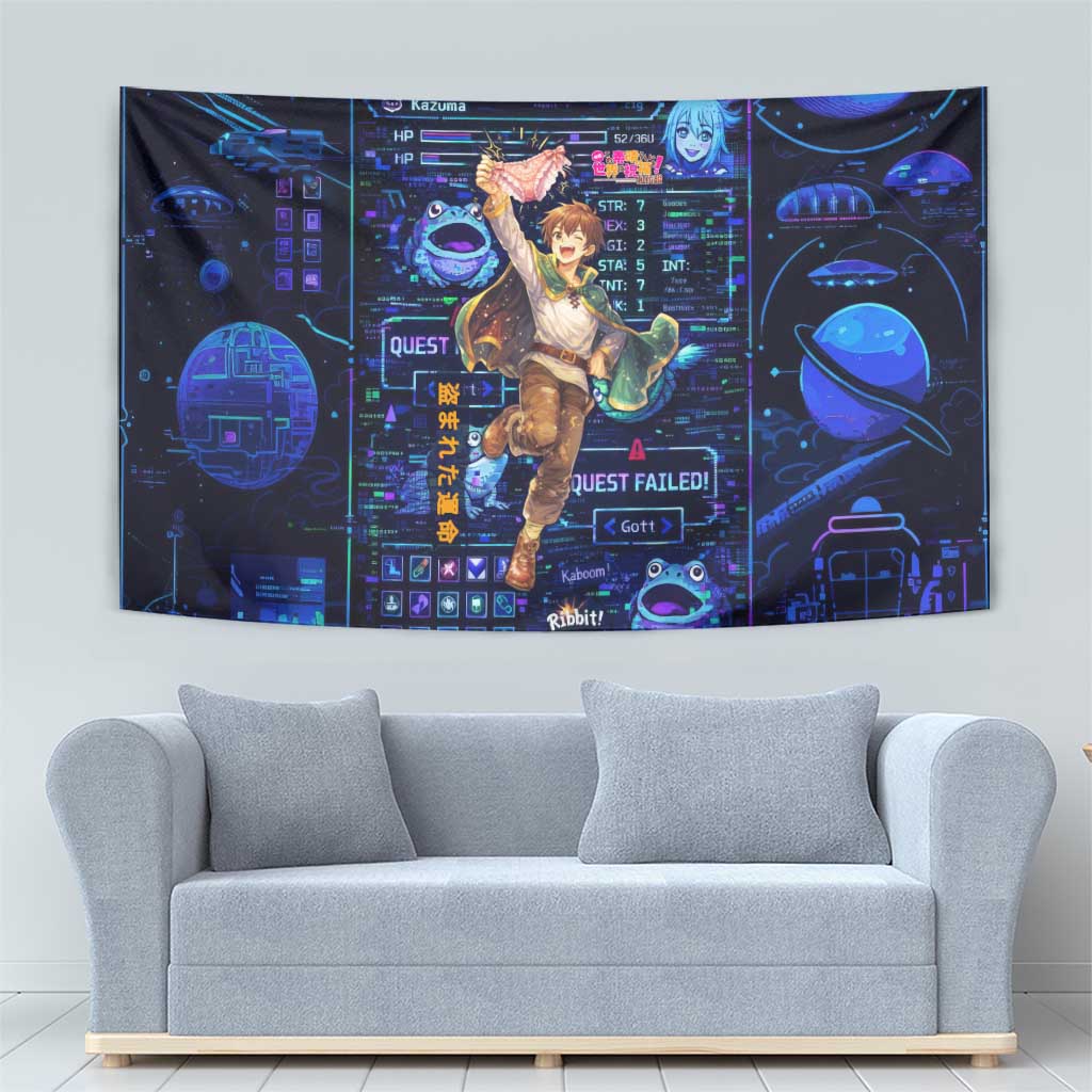 Kazuma Steal Skill Tapestry Retro Anime RPG Interface Style