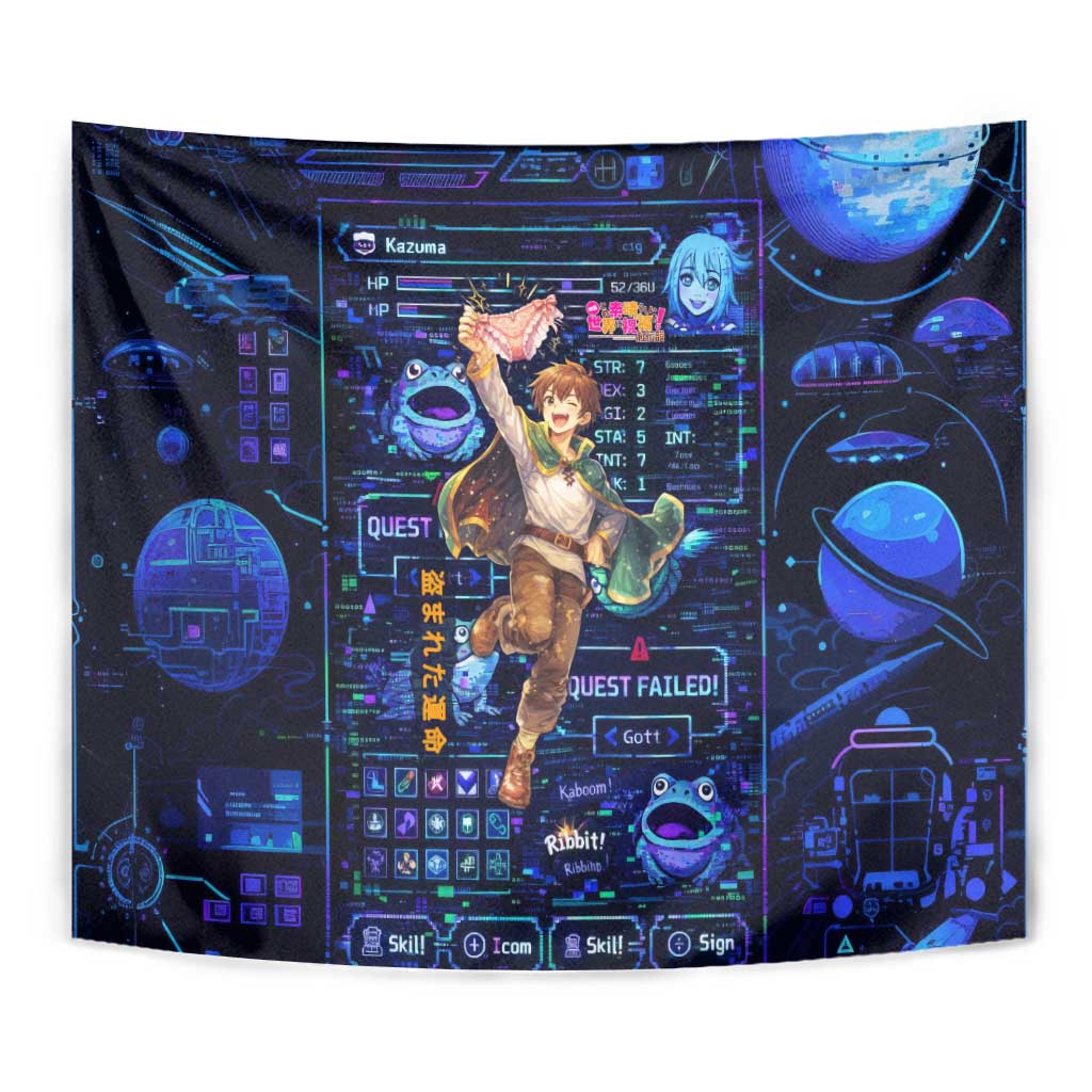 Kazuma Steal Skill Tapestry Retro Anime RPG Interface Style