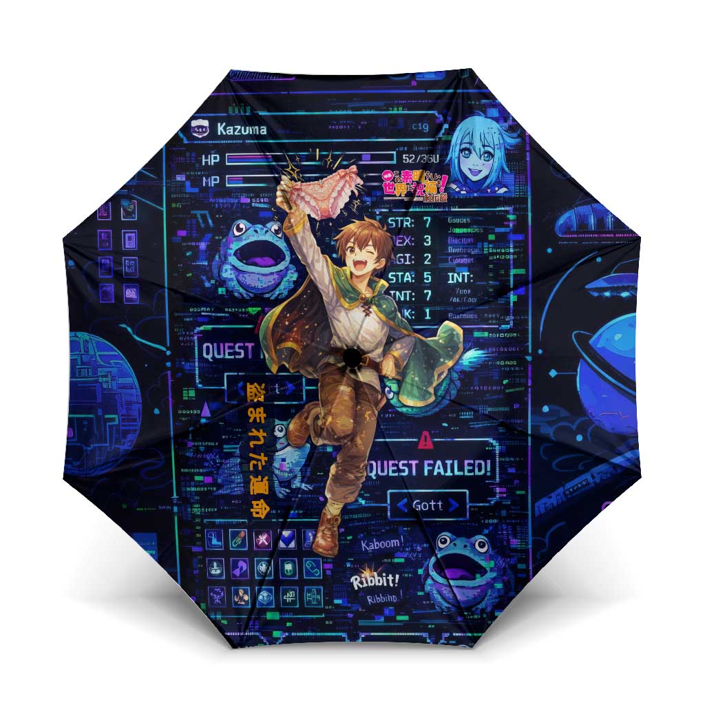 Kazuma Steal Skill Umbrella Retro Anime RPG Interface Style