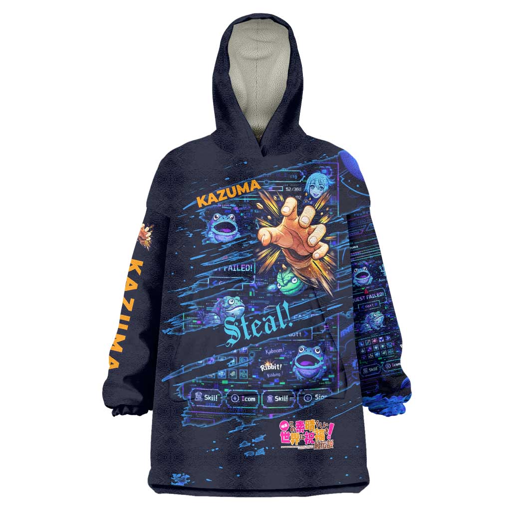 Kazuma Steal Skill Wearable Blanket Hoodie Retro Anime RPG Interface Style