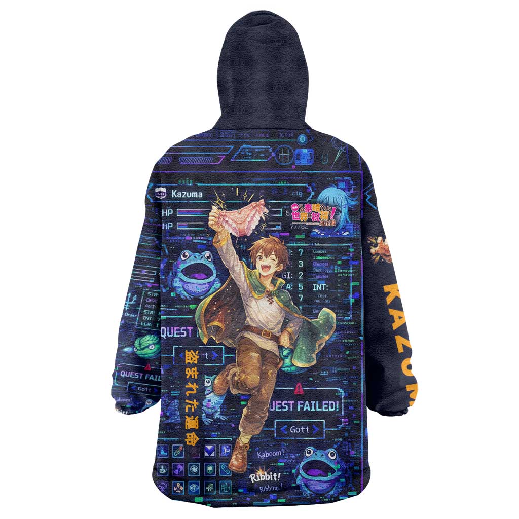 Kazuma Steal Skill Wearable Blanket Hoodie Retro Anime RPG Interface Style