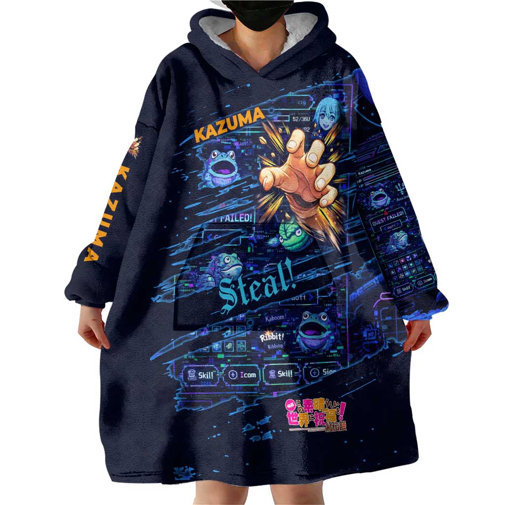 Kazuma Steal Skill Wearable Blanket Hoodie Retro Anime RPG Interface Style