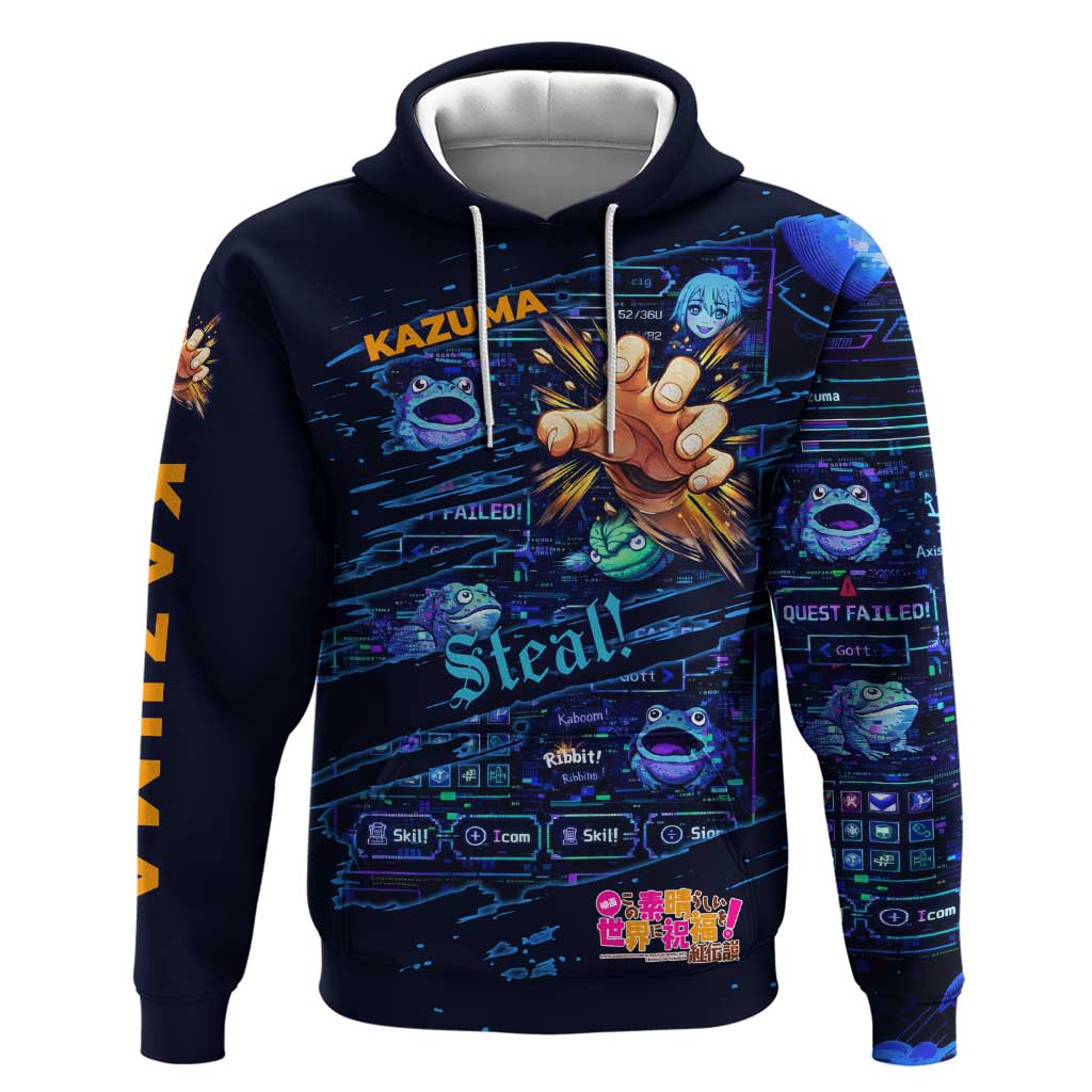 Kazuma Steal Skill Zip Hoodie Retro Anime RPG Interface Style
