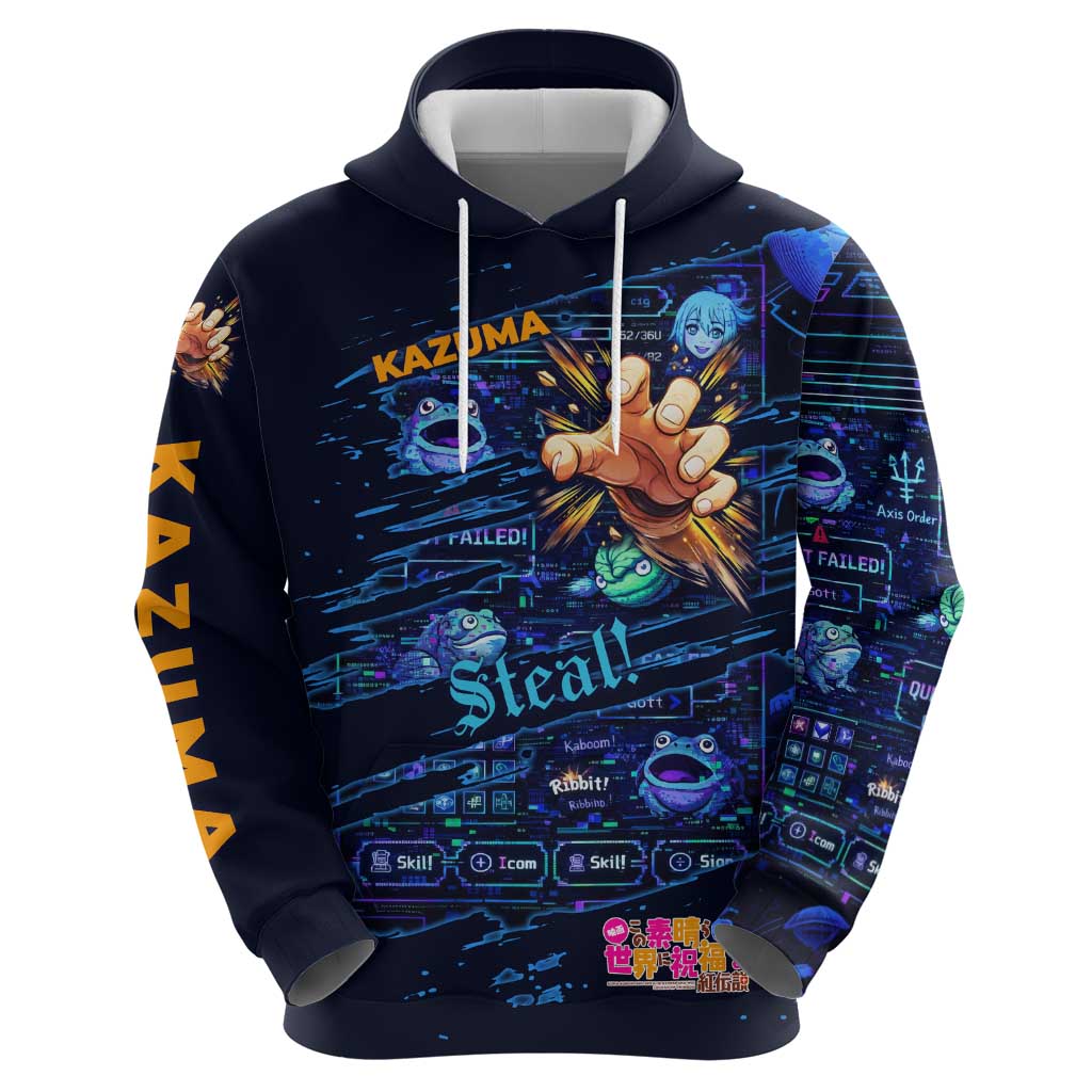 Kazuma Steal Skill Zip Hoodie Retro Anime RPG Interface Style