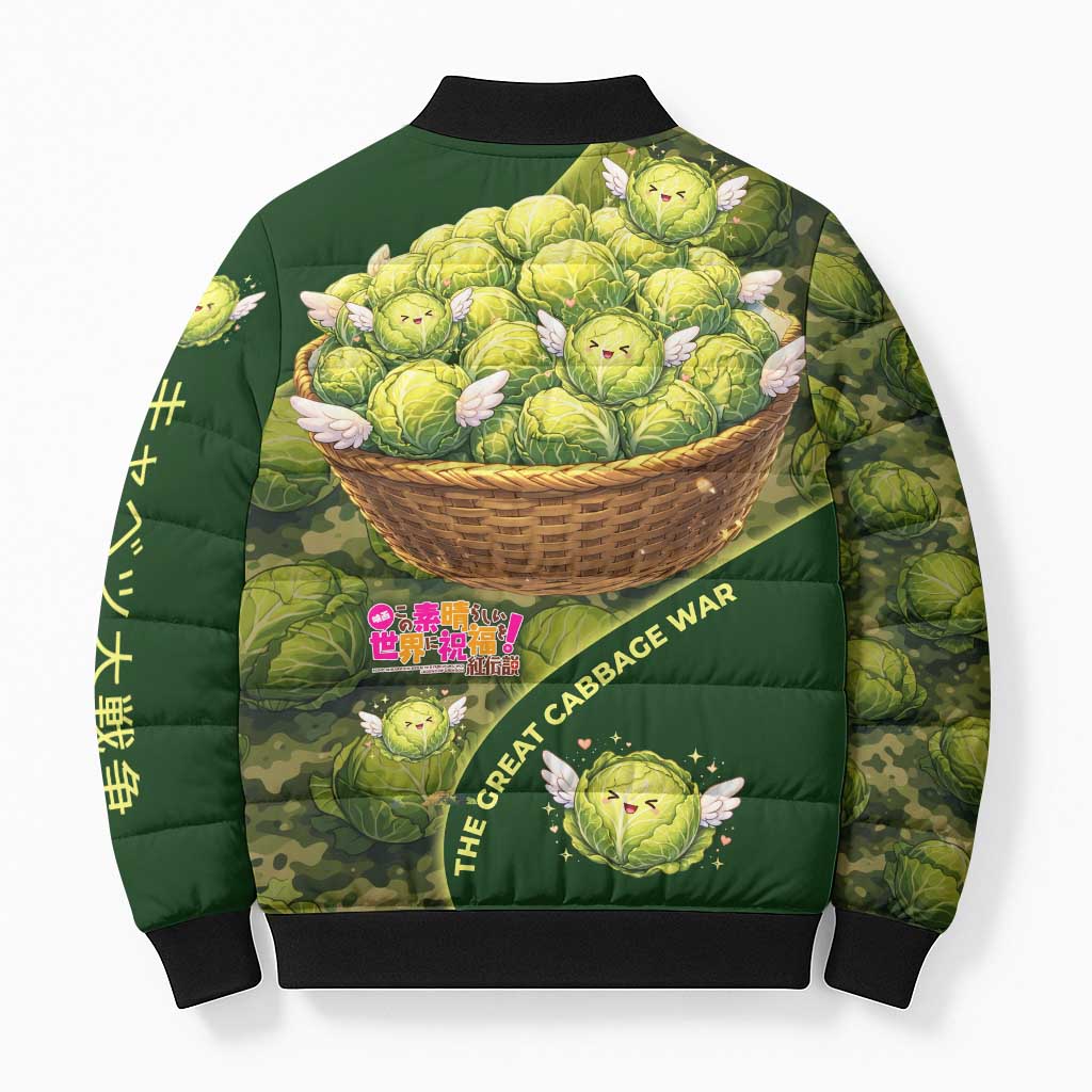 The Great Cabbage War Bomber Puffer Jacket Whimsical Fantasy Game Art Style