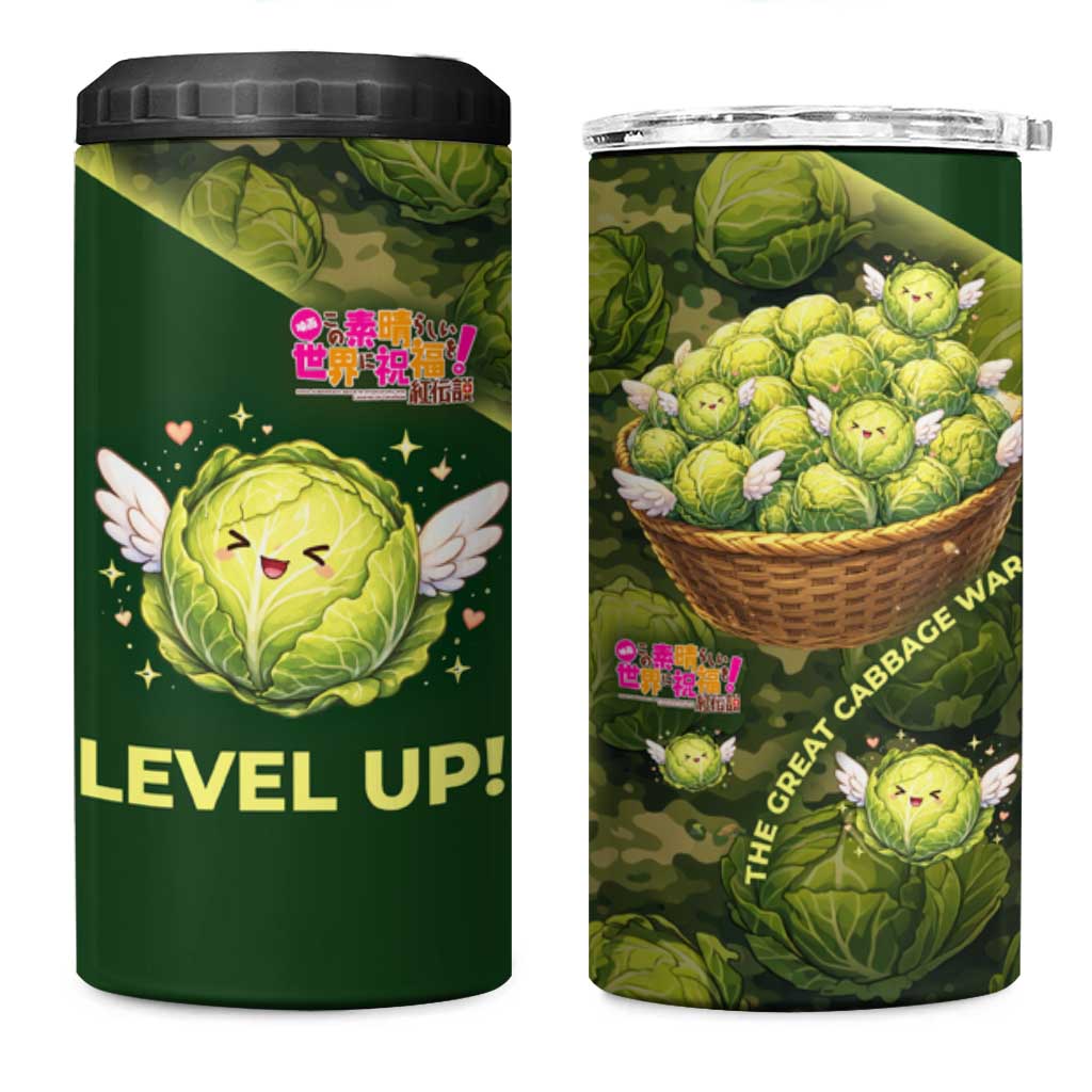 The Great Cabbage War 4 in 1 Can Cooler Tumbler Whimsical Fantasy Game Art Style