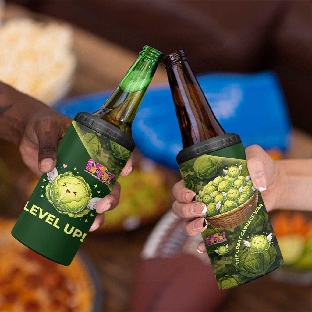 The Great Cabbage War 4 in 1 Can Cooler Tumbler Whimsical Fantasy Game Art Style