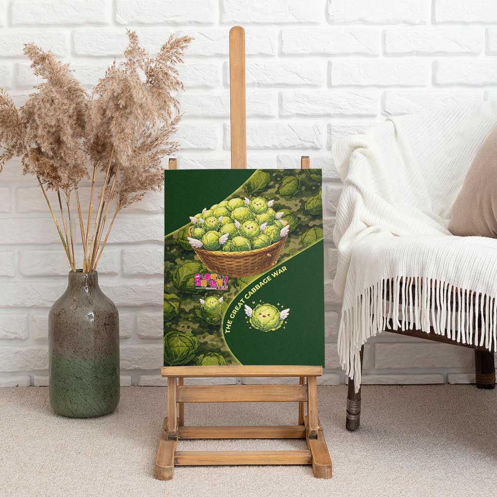 The Great Cabbage War Canvas Wall Art Whimsical Fantasy Game Art Style